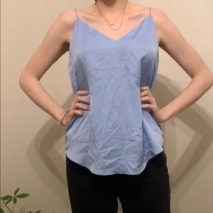 Sky blue silk like tank top